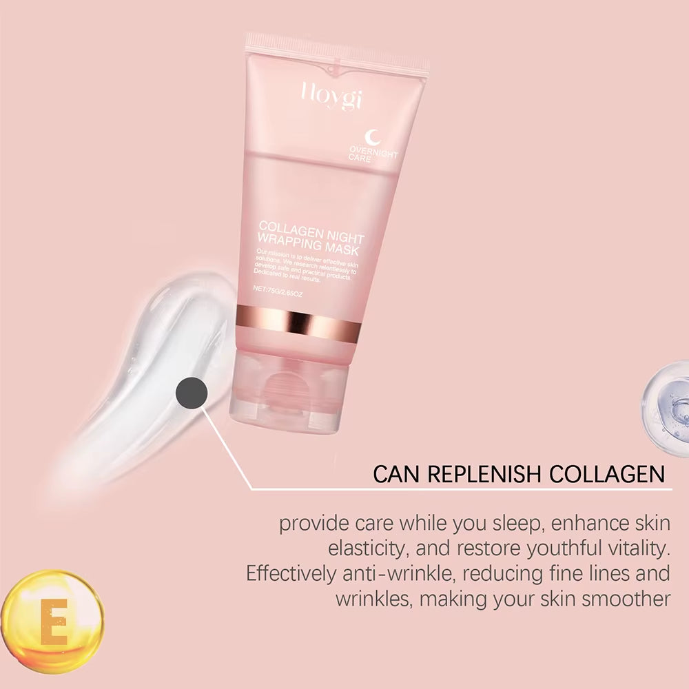 Collagen Overnight Wrapping Peel off Facial Mask, Elasticity&Hydration Care Glow Skin Reduces Sagging&Dullness Korean Skin Care