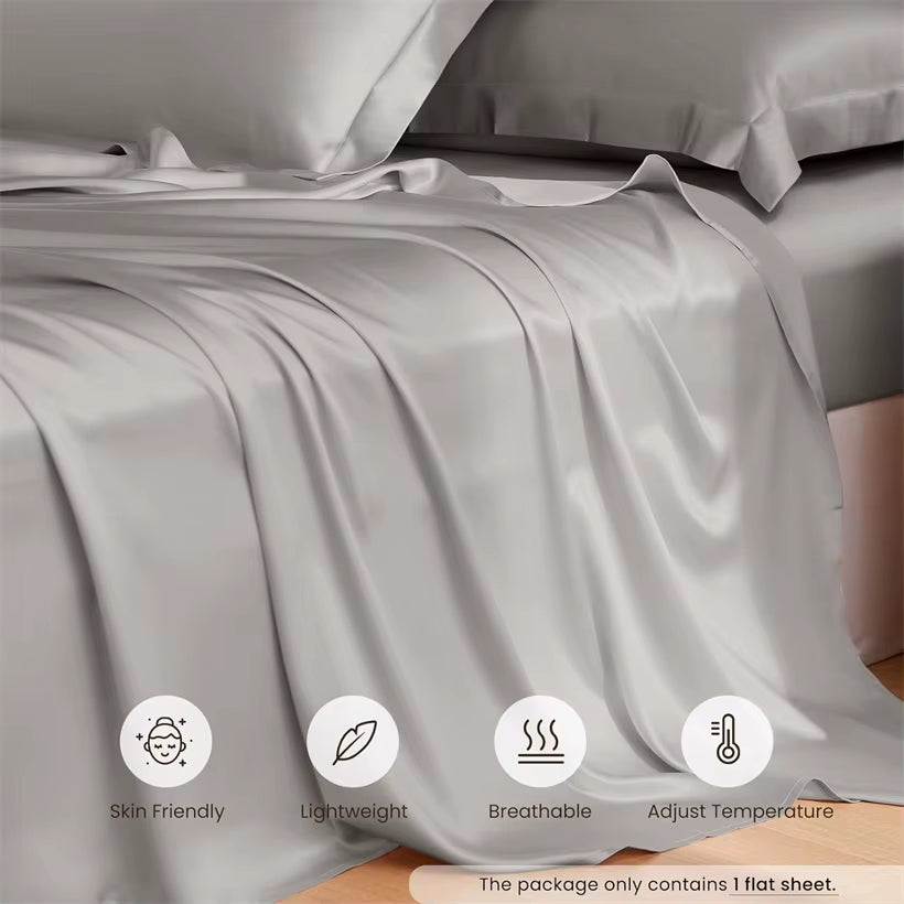 Luxury 100% Mulberry Silk Flat Sheet Only Natural Silk Bed Sheet Smooth Top Sheets Single Double King Queen Bedding Bed Linen