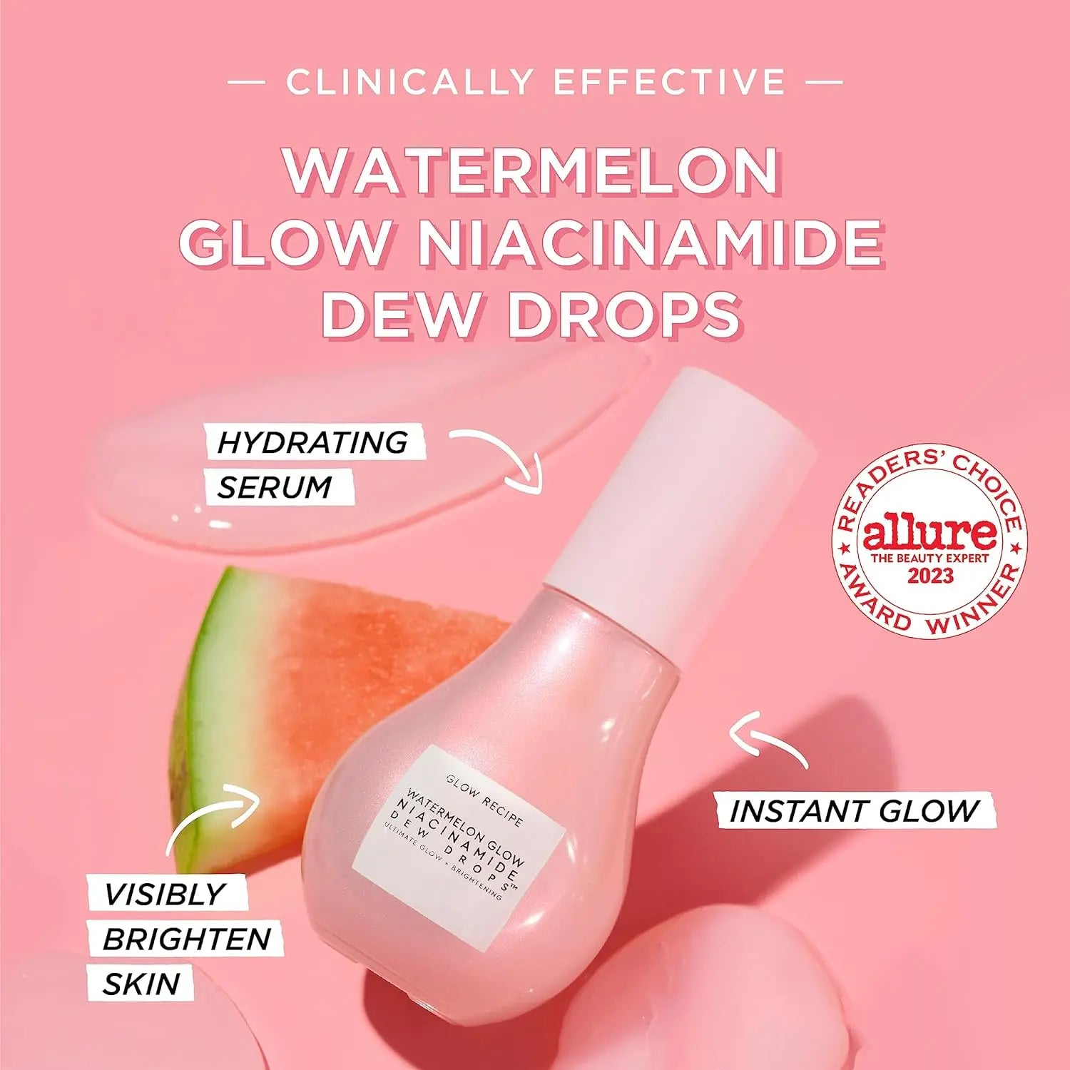 Glow Recipe Watermelon Glow Niacinamide Dew Drops - Makeup Primer, Pore Minimizer & Niacinamide Serum for Dewy Smooth Skin 40ml