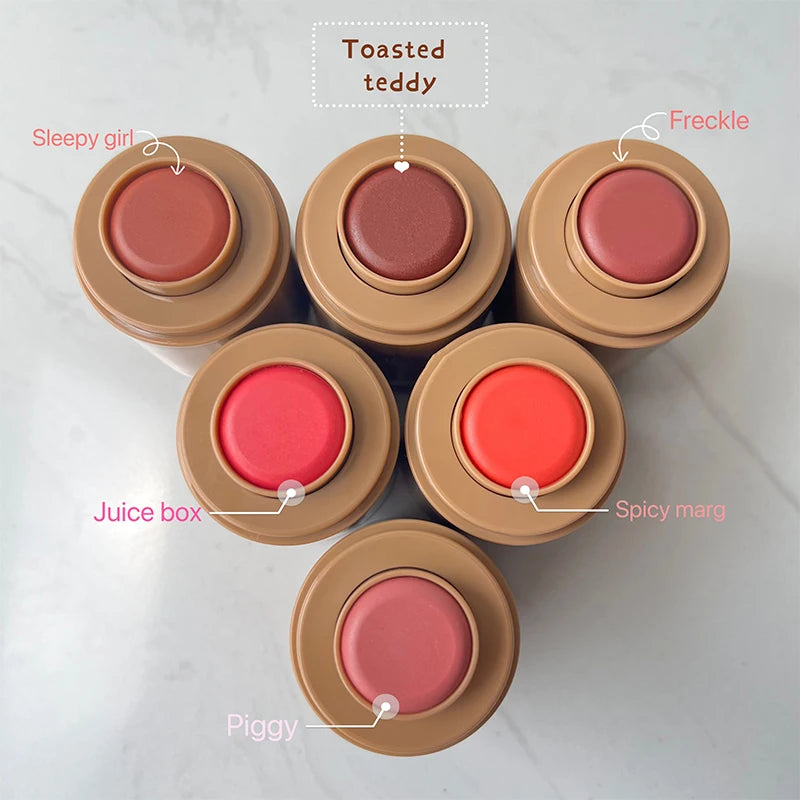 Makeup Cheek Blush Cream Blusher Stick Lip Gloss Phone Case For iPhone 16 17 Ribbon SALTY TAN Raspberry Espresso Lipstick INS